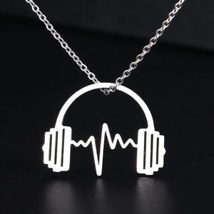 Silver‎ Headphone Music Lover Necklace, Hip Hop DJ Rapper - Jewelry Mens/Womans